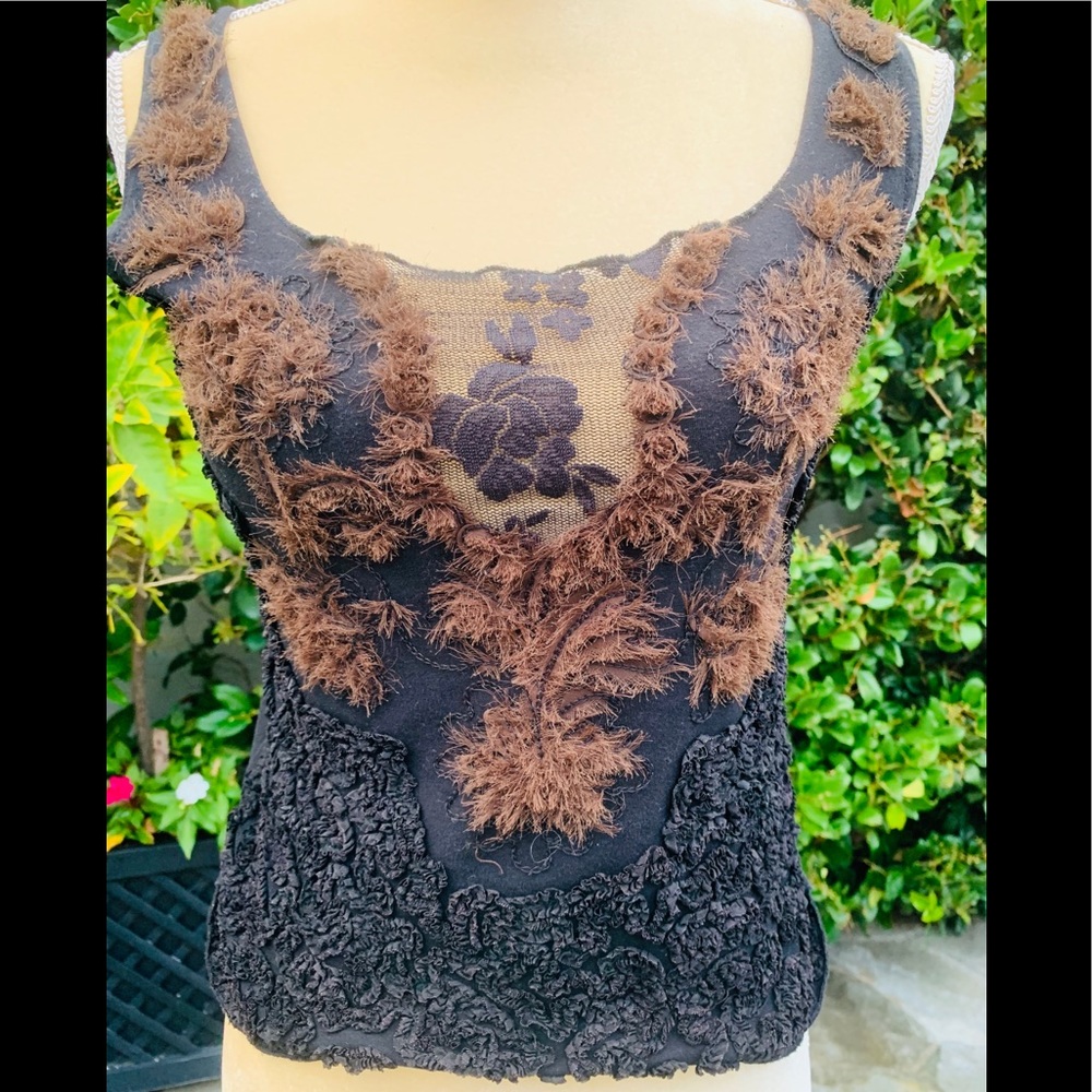 Black & Brown embellished tank top, size M